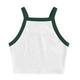 Square High Neck Rib Spaghetti Tank