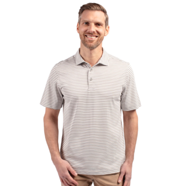 Virtue Eco Pique Stripe Recycled Mens Polo